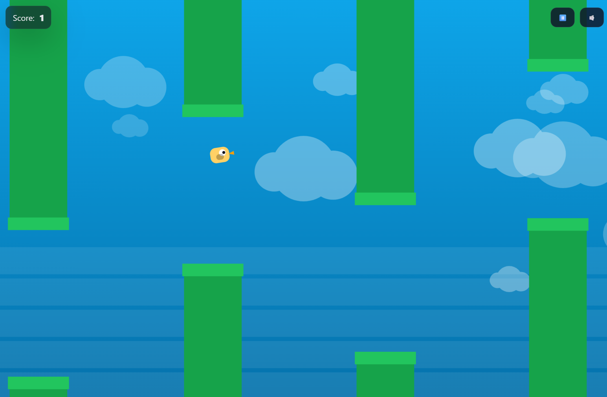 Flappy gameplay — bird flying through pipes