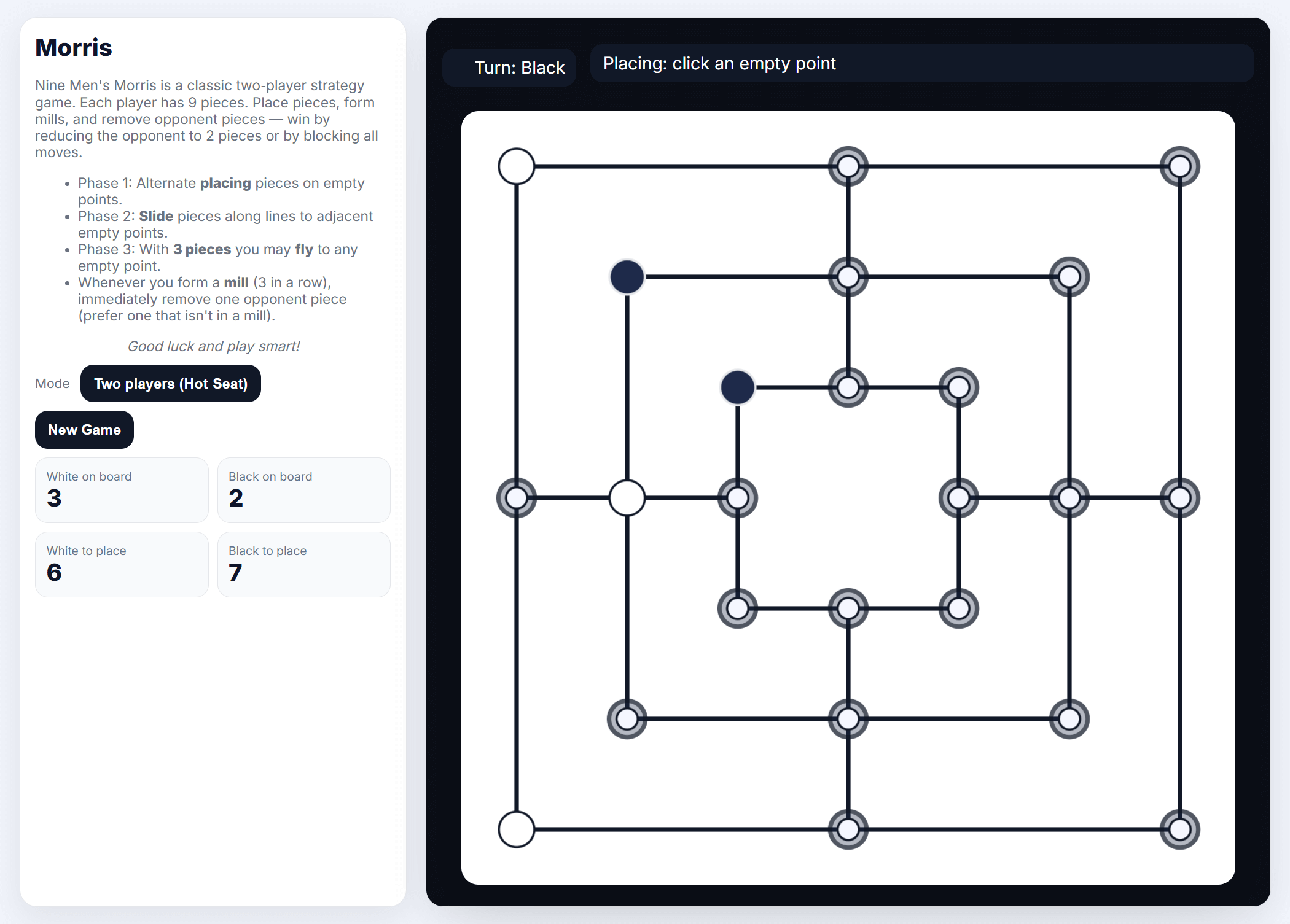 Morris game — board and pieces screenshot placeholder
